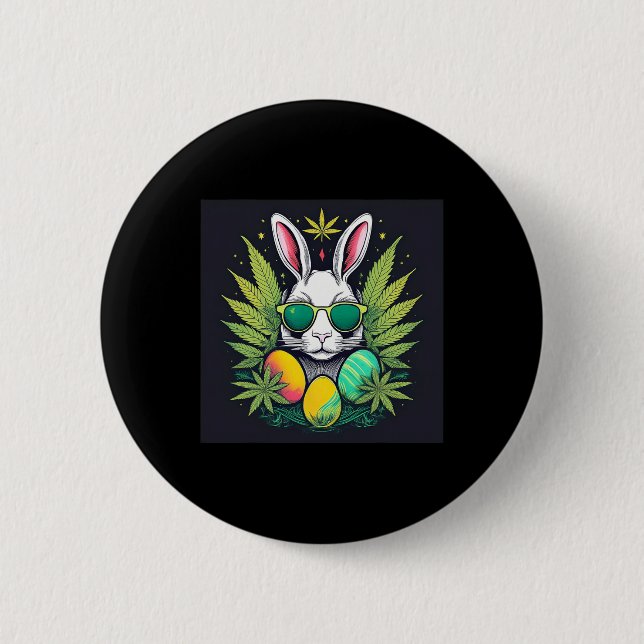 Easter Bunny With Leaves Day  2 Inch Round Button (Front)