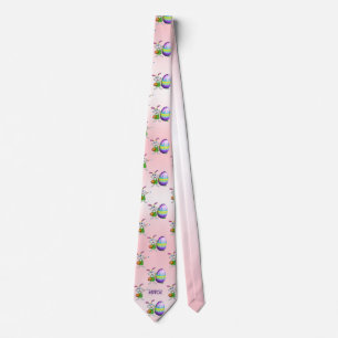 Easter Bunny with Paintbrush and Egg Print Tie