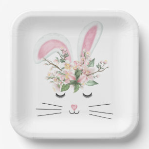 Easter Bunny with Pink Ears Paper Plate