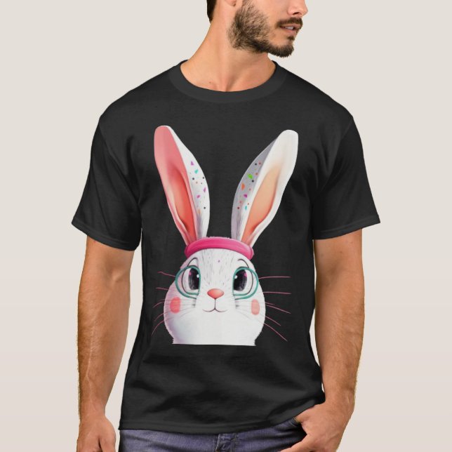 Easter Bunny with Pink Headband T-Shirt (Front)