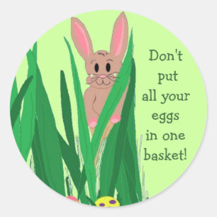 Easter Bunny with Saying Classic Round Sticker