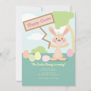 Easter Bunny With Sign Invitation