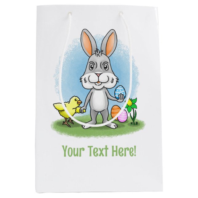 Easter Bunny with the colourful Easter Eggs Medium Gift Bag (Front)