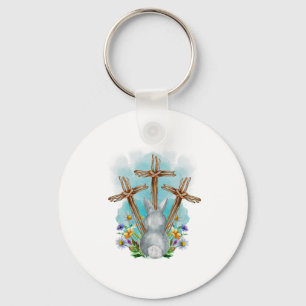 Easter Bunny With Trio Crosses Inspirational Chris Keychain