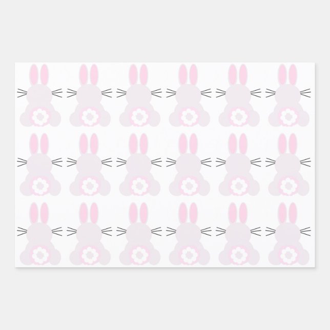 Easter Bunny Wrapping Paper Flat Sheet Set of 3 (Front)