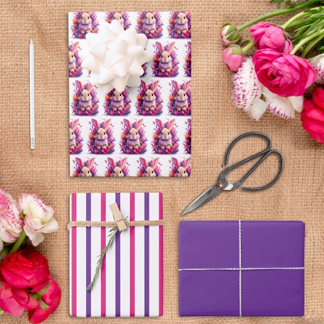 Easter Bunny Wrapping Paper Flat Sheet Set of 3 (Creator Uploaded)