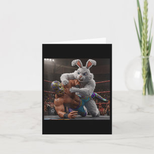 Easter Bunny Wrestling A Luchador Card