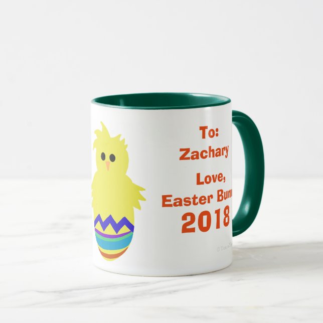 Easter Bunny Yellow Chick Eggs Name Mug (Front Right)