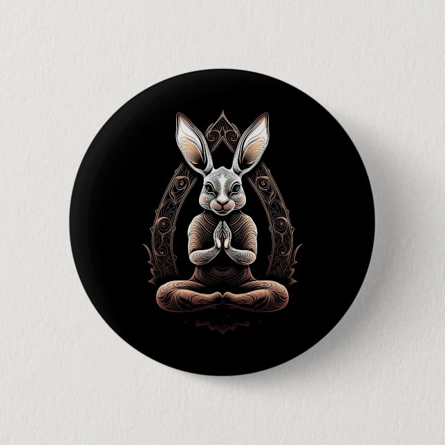 Easter Bunny Yoga Pose Easter  2 Inch Round Button (Front)