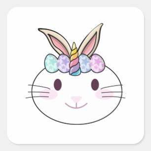 EASTER BUNNYCORN SQUARE STICKER