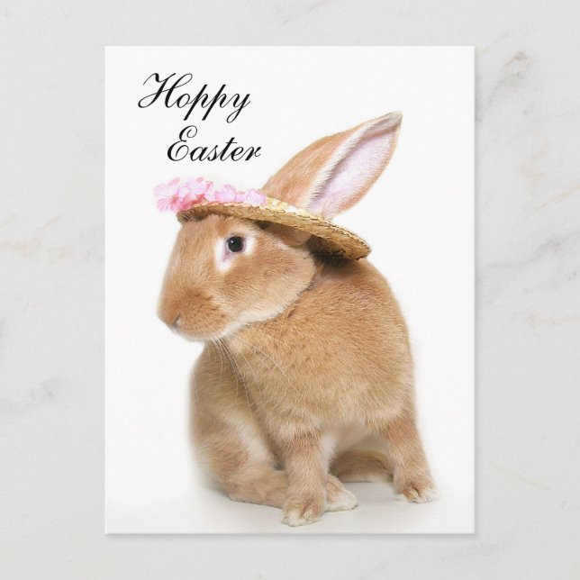 Easter Bunny's bonnet Holiday Postcard (Front)
