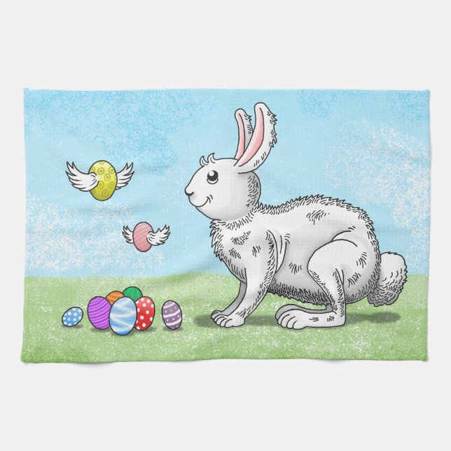 Easter Bunny's Egg Hunt Kitchen Towel (Horizontal)