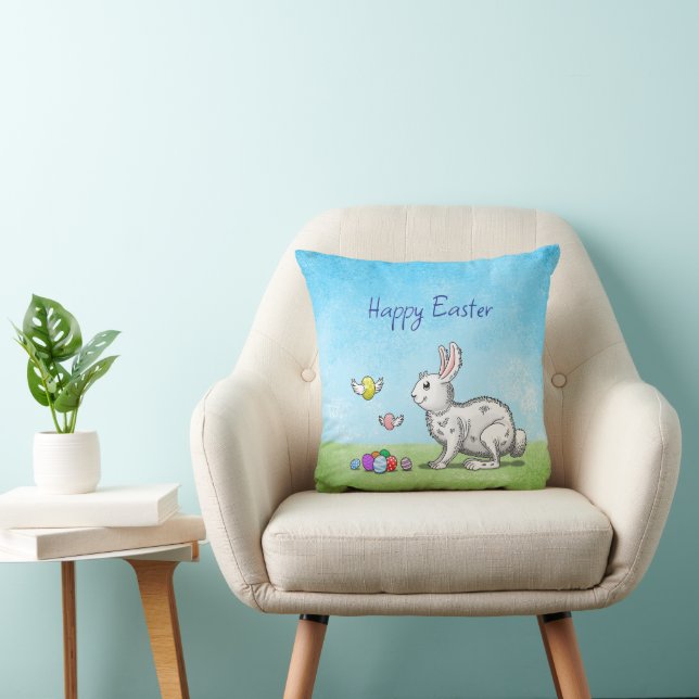 Easter Bunny's Egg Hunt Throw Pillow (Chair)