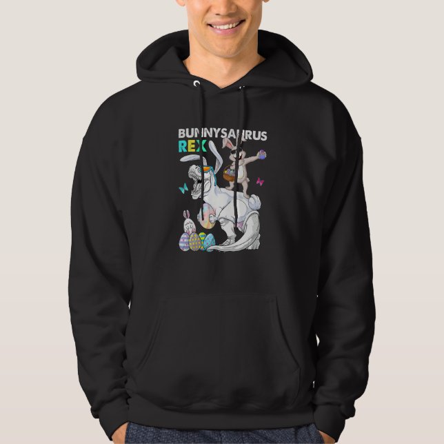 Easter Bunnysaurus Rex Cool Trex Easter Dinosaur B Hoodie (Front)