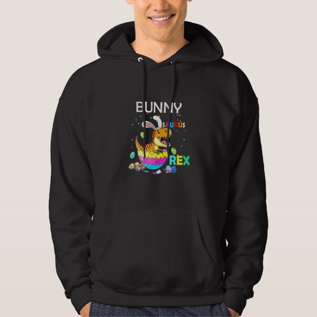 Easter Bunnysaurus Rex Cool Trex Easter Dinosaur B Hoodie (Front)