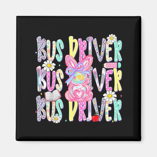 Easter Bus Driver Cute Colourful Spring Shirt Magnet (Front)