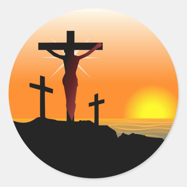 Easter Calvary Cross Classic Round Sticker (Front)