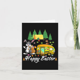 Easter Camping Cute Bunny Eggs Happy Easter Day Card