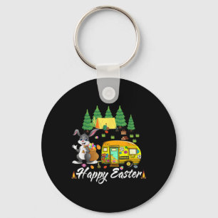 Easter Camping Cute Bunny Eggs Happy Easter Day Keychain