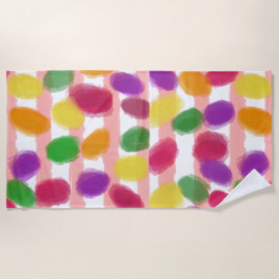 Easter Candies Pink Stripes Beach Towel