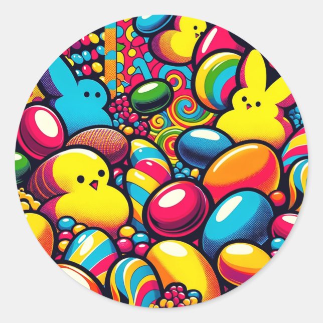 Easter Candy Art Classic Round Sticker (Front)