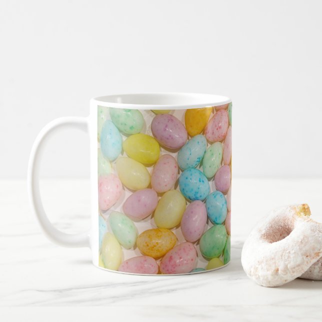 Easter Candy Pastel Jelly Beans Coffee Mug (With Donut)