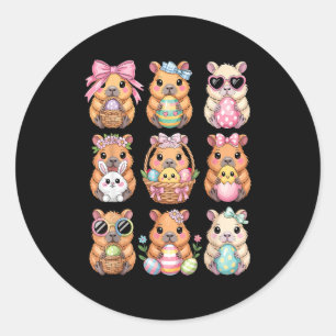 Easter Capybaras Cute Capybara Egg Hunting Bunny K Classic Round Sticker