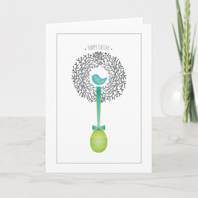 Easter Card, Bird Nest and Egg Holiday Card (Front)