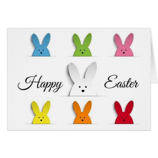 Easter Card - Colored Bunny's (Front Horizontal)