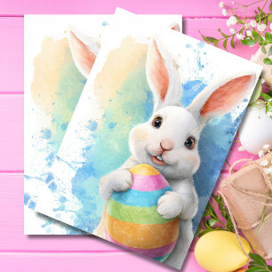 Easter Card cute Easter Bunny with Easter Egg Tissue Paper