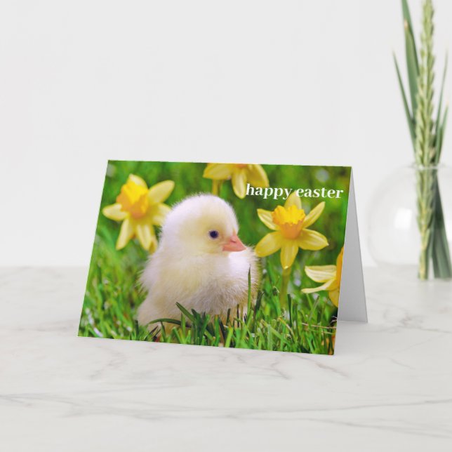 Easter Card - Duckling in a Field of Daffodils (Front)