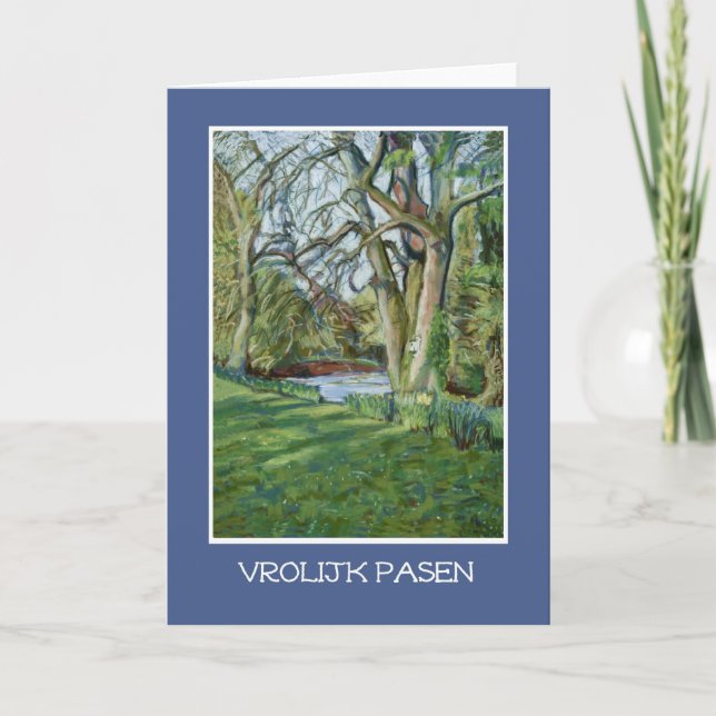 Easter Card, Dutch Greeting, Riverbank in Spring Holiday Card (Front)