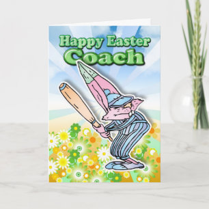 Easter Card - Easter Bunny Baseball Coach