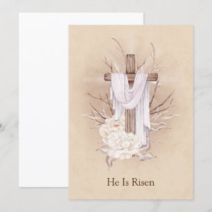 Easter Card. Floral Cross. He is risen Thank You Card