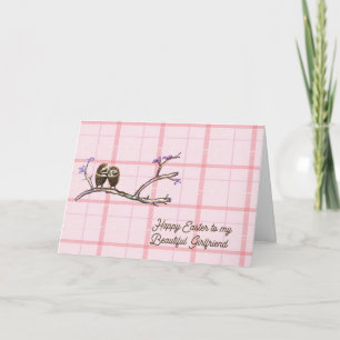 Easter Card for Girlfriend with Owls