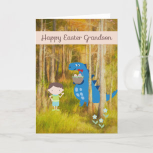 Easter Card for Grandson with Dinosaur