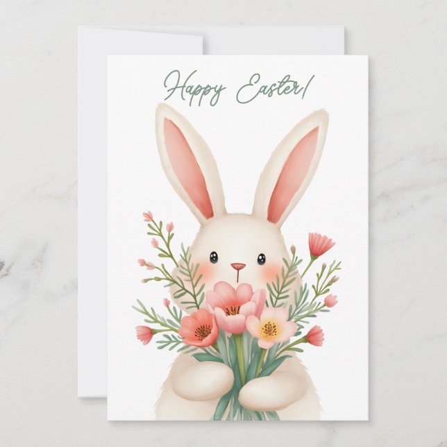 Easter card with a bunny in pastel colours (Front)
