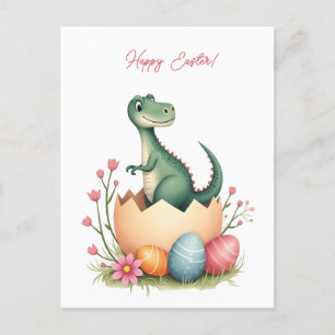 Easter card with a dinosaur in pastel colors
