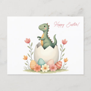 Easter card with a dinosaur in pastel colours