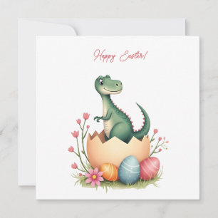 Easter card with a dinosaur in pastel colours