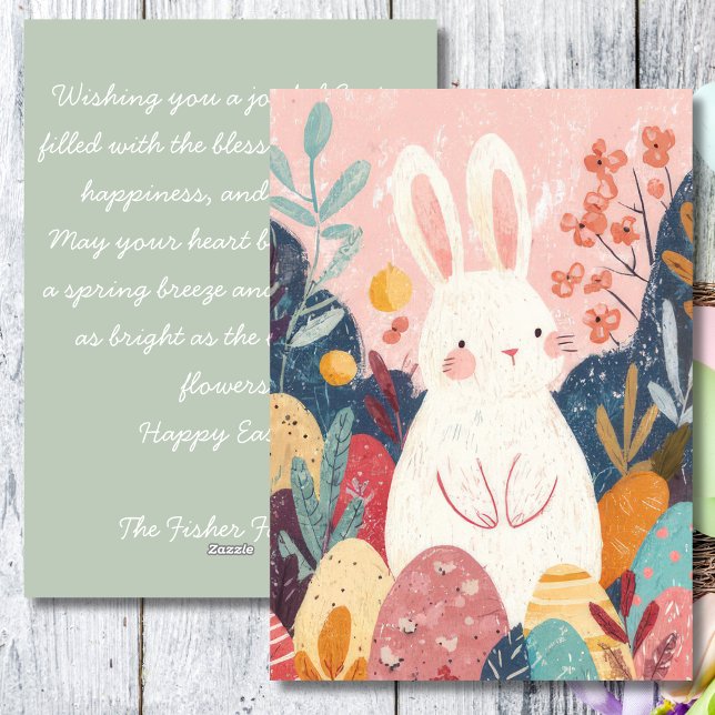 Easter Card with Flowers and Easter Bunny (Creator Uploaded)