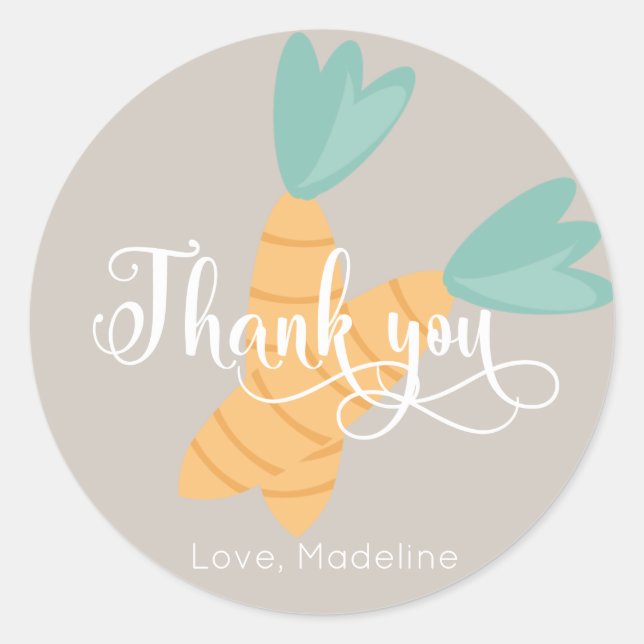 Easter Carrot Bunch Thank You Classic Round Sticker (Front)