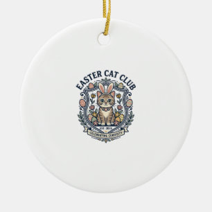 Easter Cat Cat Graphic Tee Art - Easter Cat Club_1 Ceramic Ornament