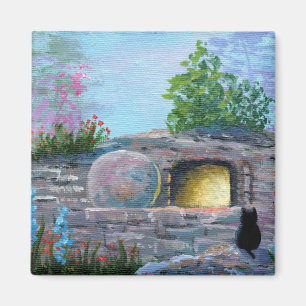 Easter Cat Christian Art Empty Tomb Magnet