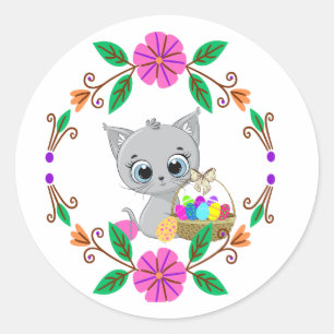 "Easter Cat" Sticke Classic Round Sticker