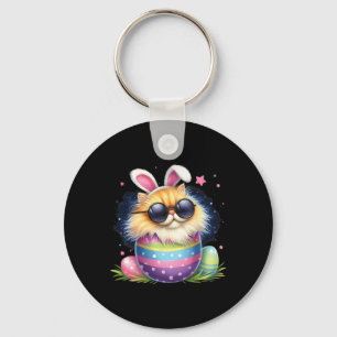 Easter Cat With Bunny Ears Easter Day Egg Hunting Keychain