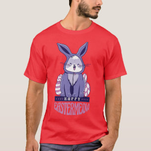 Easter Cat With Bunny Ears Happy Holidays  T-Shirt