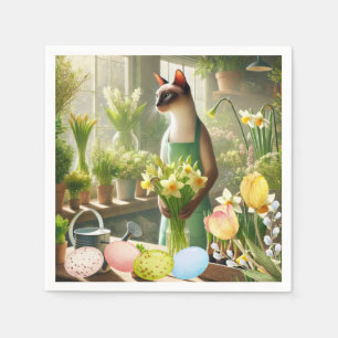 Easter cat with eggs napkins