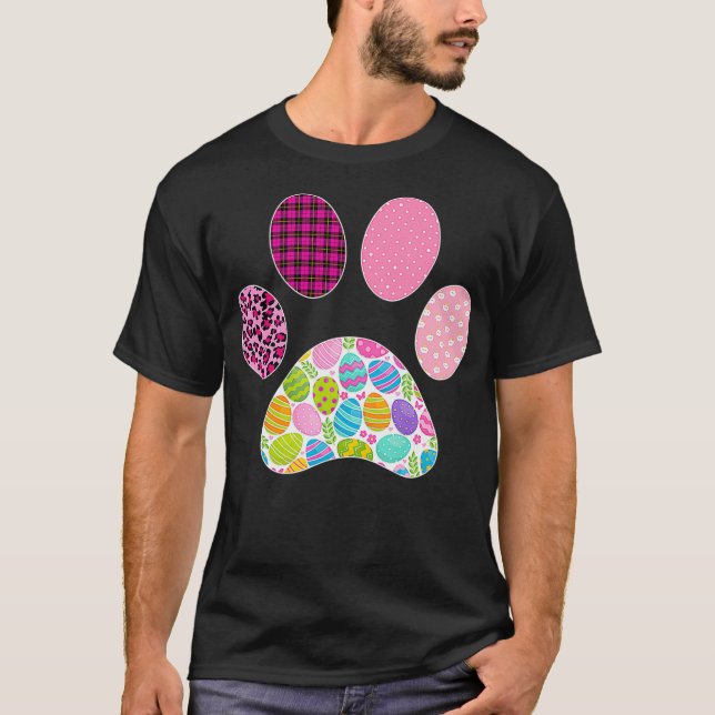 Easter Cats Dogs Lover Leopard Cat Dog Paw Easter  T-Shirt (Front)