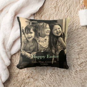 easter celebration add QR photo happy easter Throw Pillow